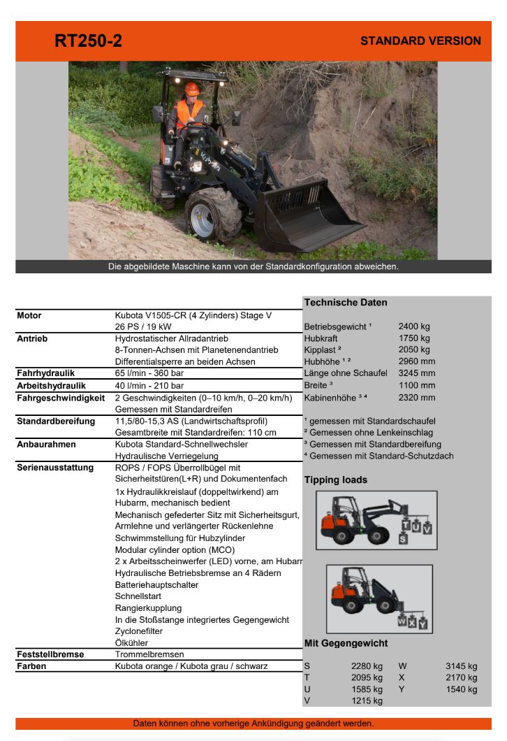 RT250-2 Kompaktlader/ Hoflader