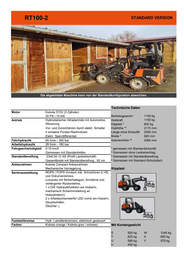 RT100-2 Kompaktlader/ Hoflader
