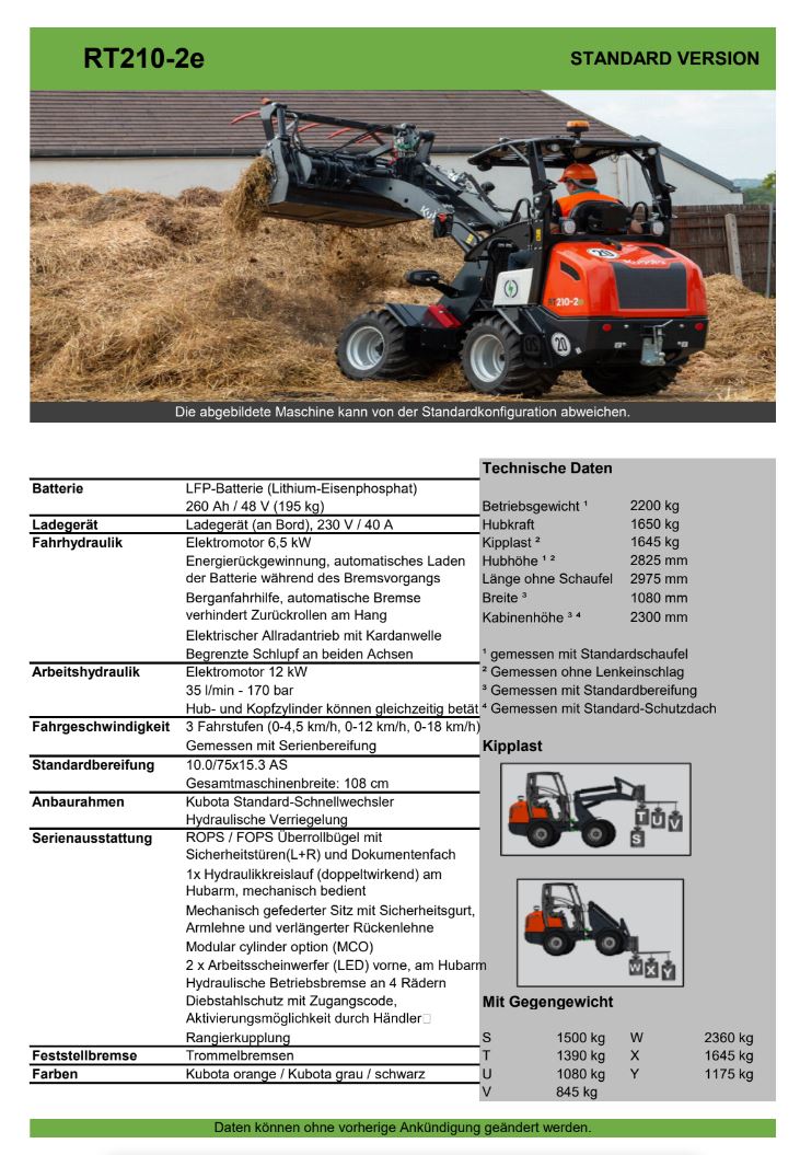 RT210-2e Elektrischer Kompaktlader/ Hoflader