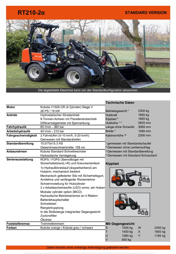 RT210-2a Kompaktlader/ Hoflader