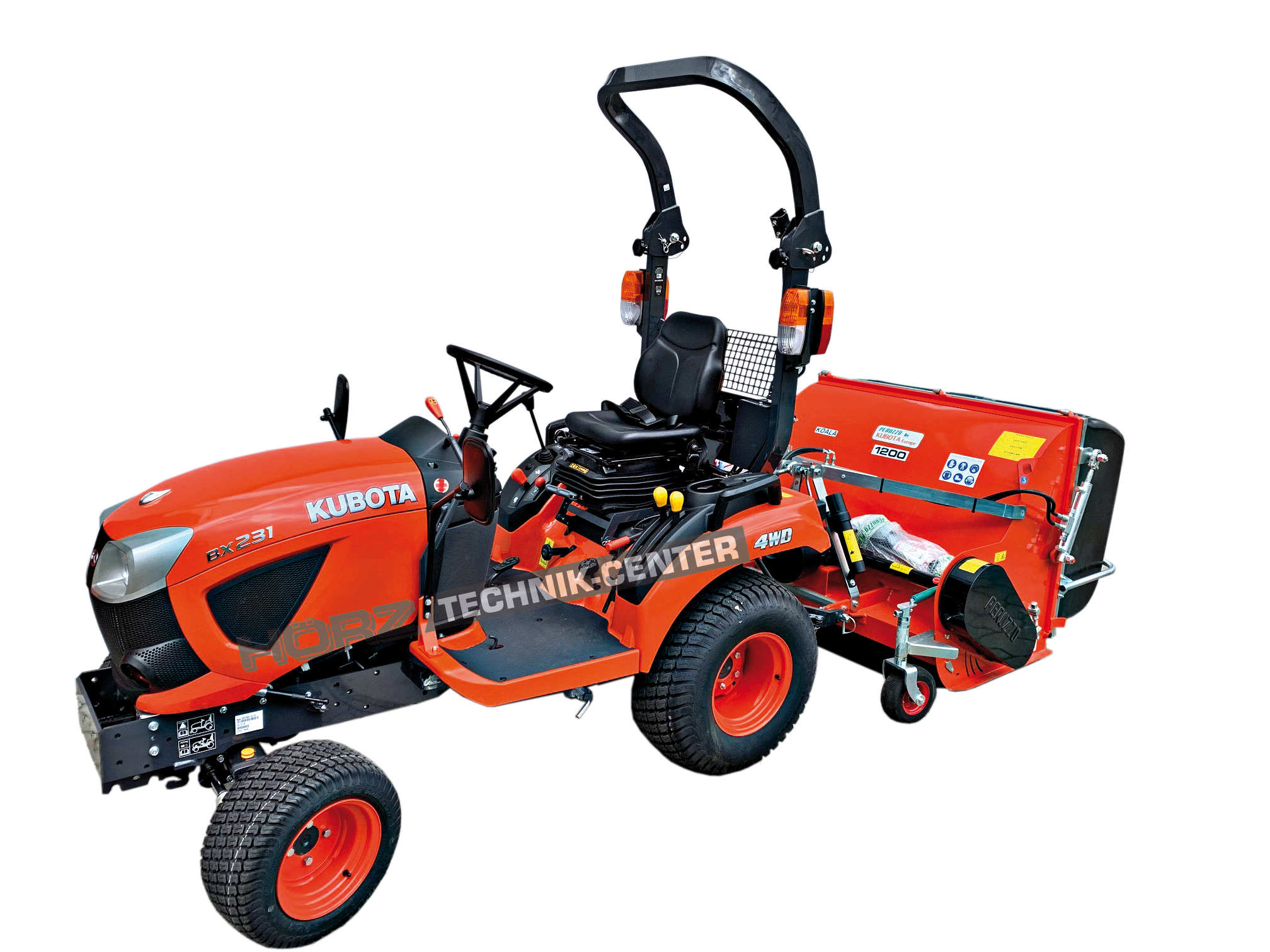 Kubota BX231 Kompakttraktor mit Sammelmulcher